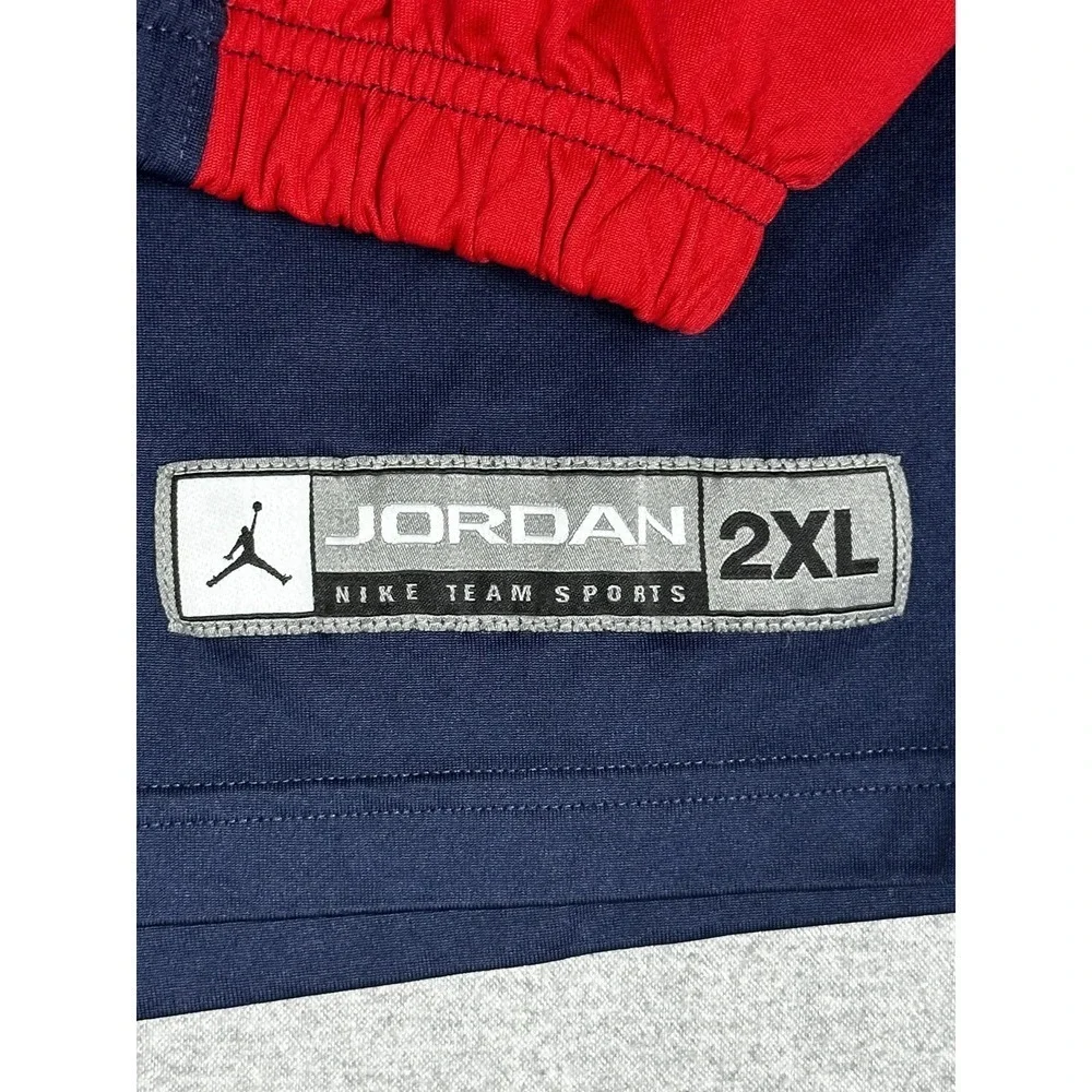 Milton Quarter Zip Pullover Mens 2XL Navy Red Jordan Nike Team Sports Warmup